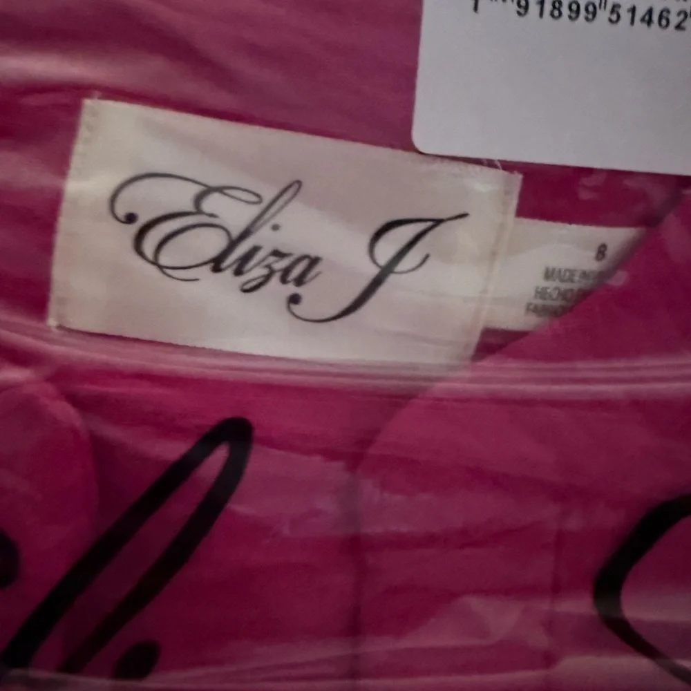 Eliza J Vibrant Hot Pink Long Sleeve Tiered Dress NWT 8